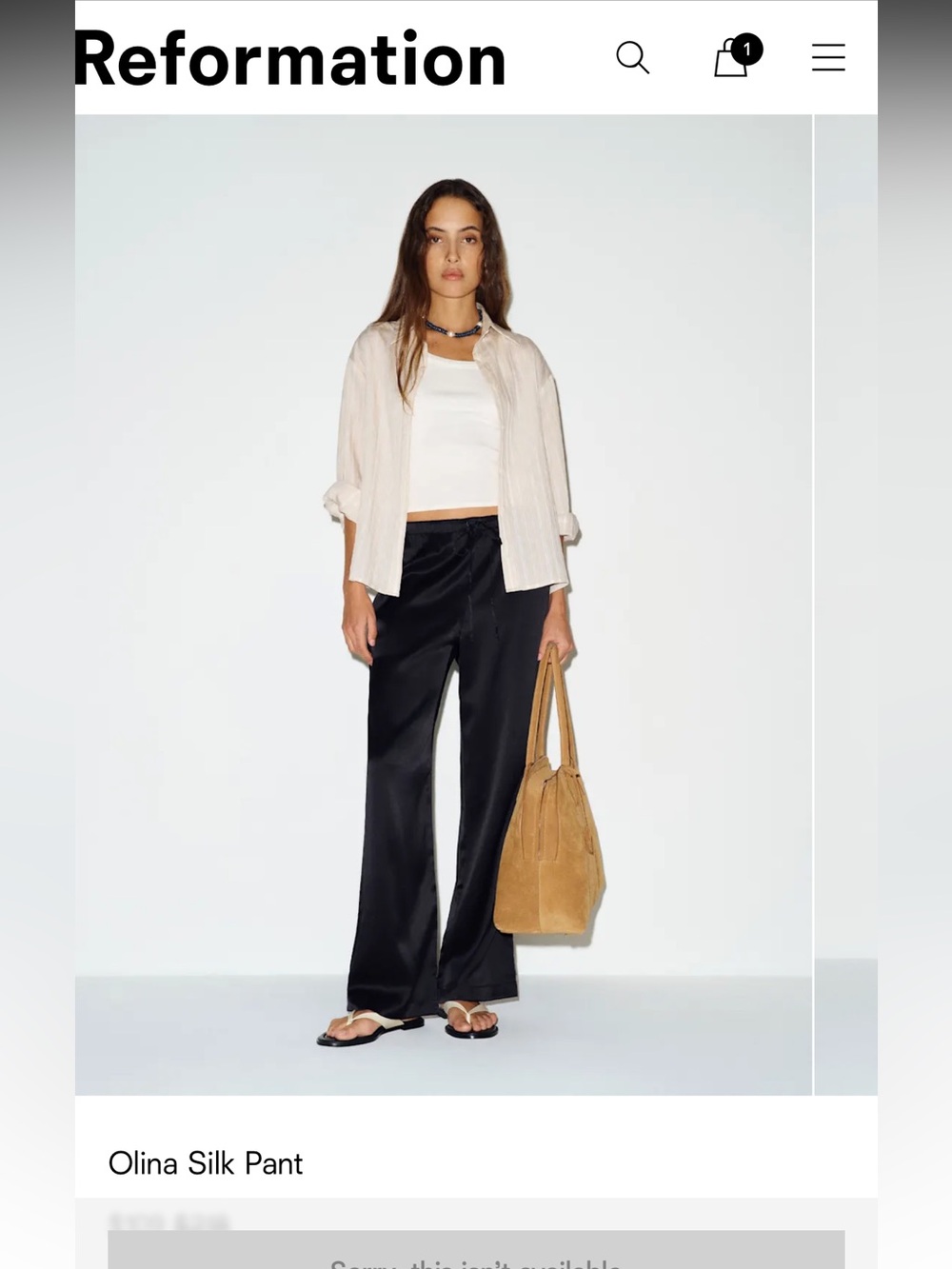 Reformation black silk pants